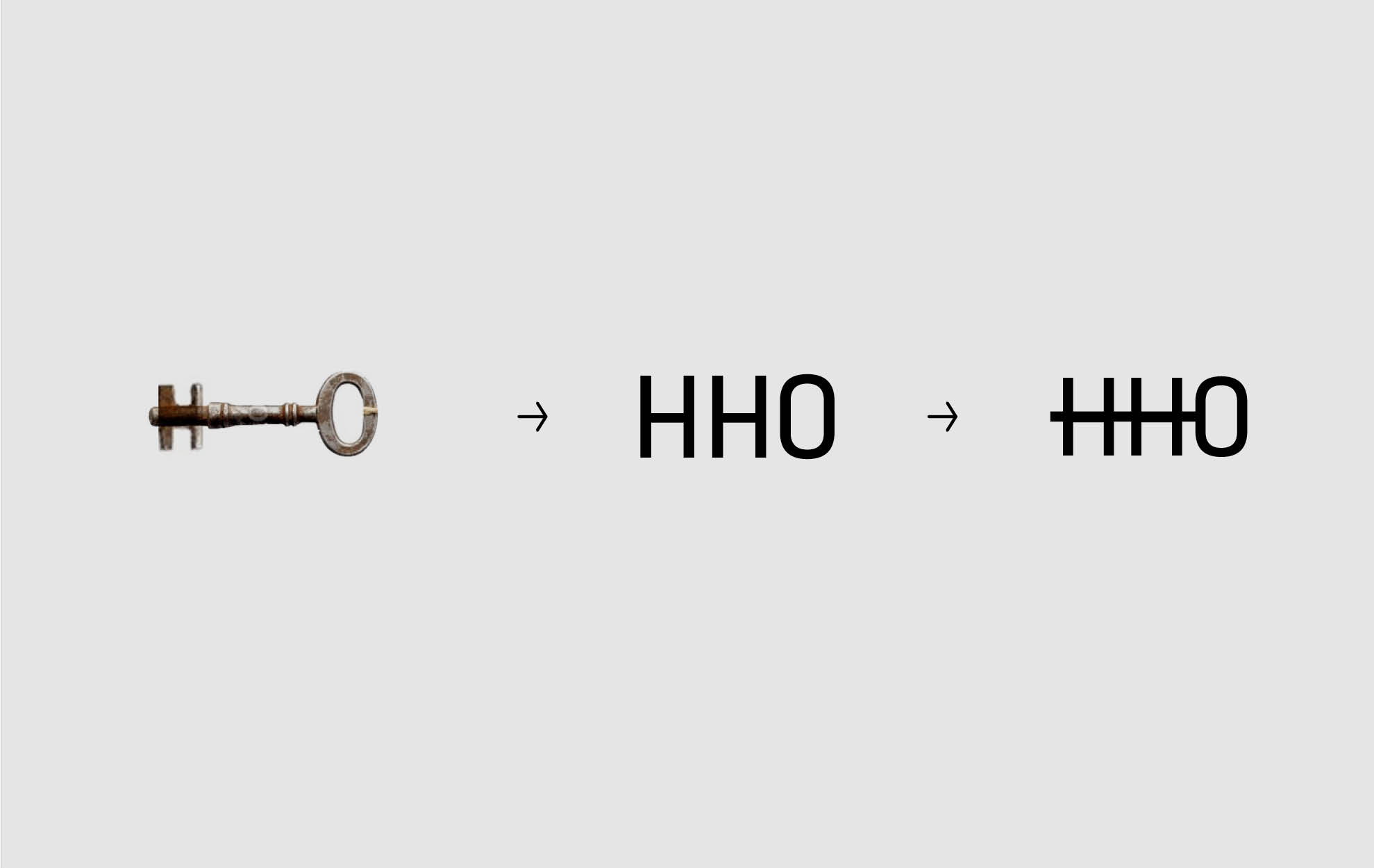Logoentwicklung Handwerkerhof Ottensen Entwicklung des Logos für den Handwerkerhof Ottensen – von einem Schlüssel über die Buchstaben HHO hin zum finalen Symbol mit integrierten Querstreben.