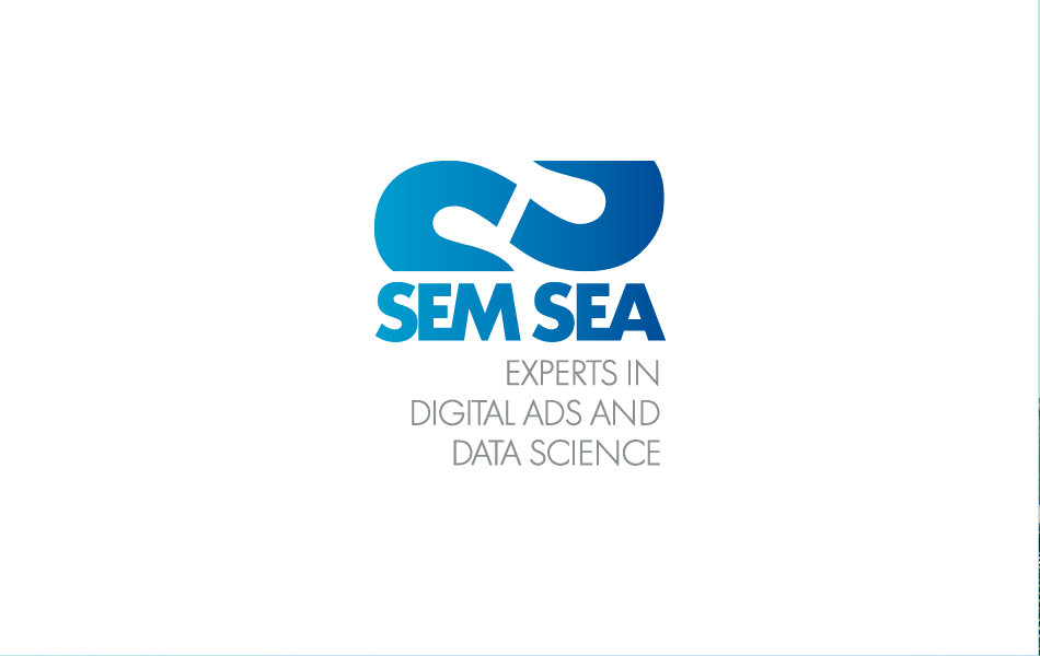 SEMSEA Logo in Blautönen mit Schriftzug „Experts in Digital Ads and Data Science“.