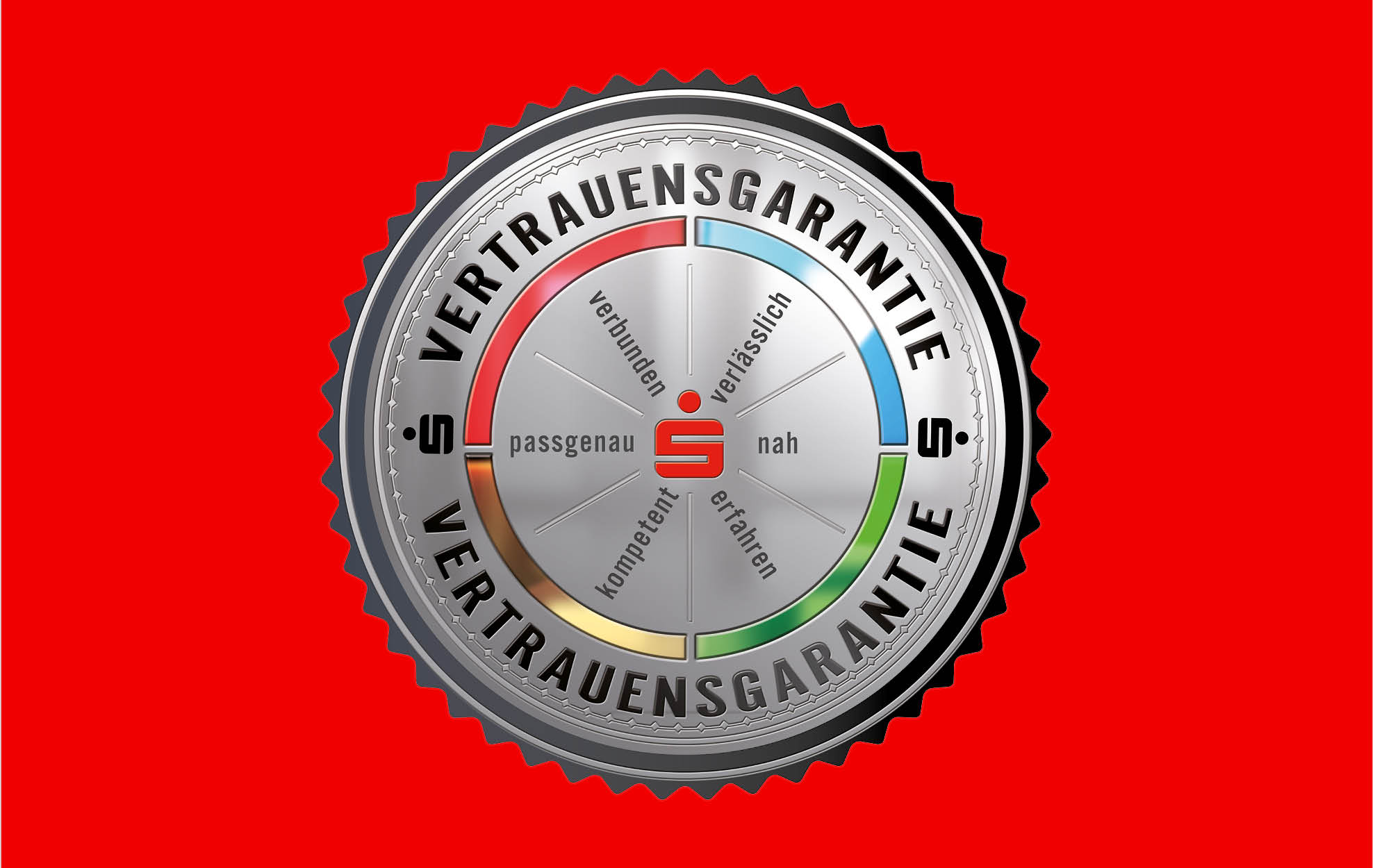 Digitale Darstellung eines Siegels mit Vertrauensgarantie für Baufinanzierung im Web-App-Design.